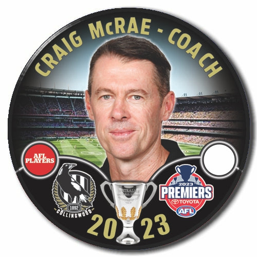 2023 AFL Collingwood Premiership Badge - Craig McRae (Coach)