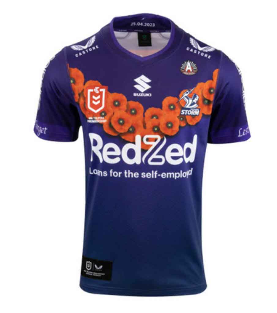 STOCKTAKE SALE              NRL Melbourne Storm 2023 Castore Men's ANZAC Jersey.