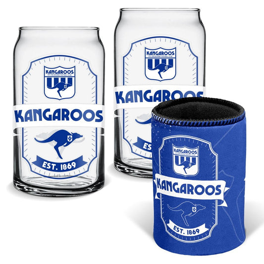 North Melbourne Kangaroos Set Of 2 Glasses & Cal Cooler Gift Pack