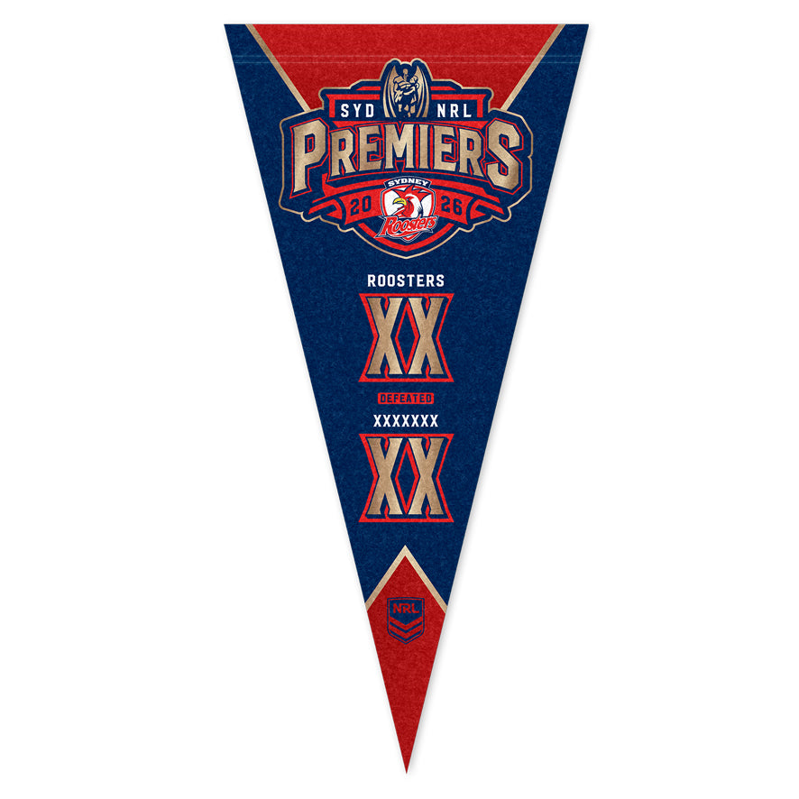 Sydney Roosters 2026 Premiers Pennant Score (PreOrder)