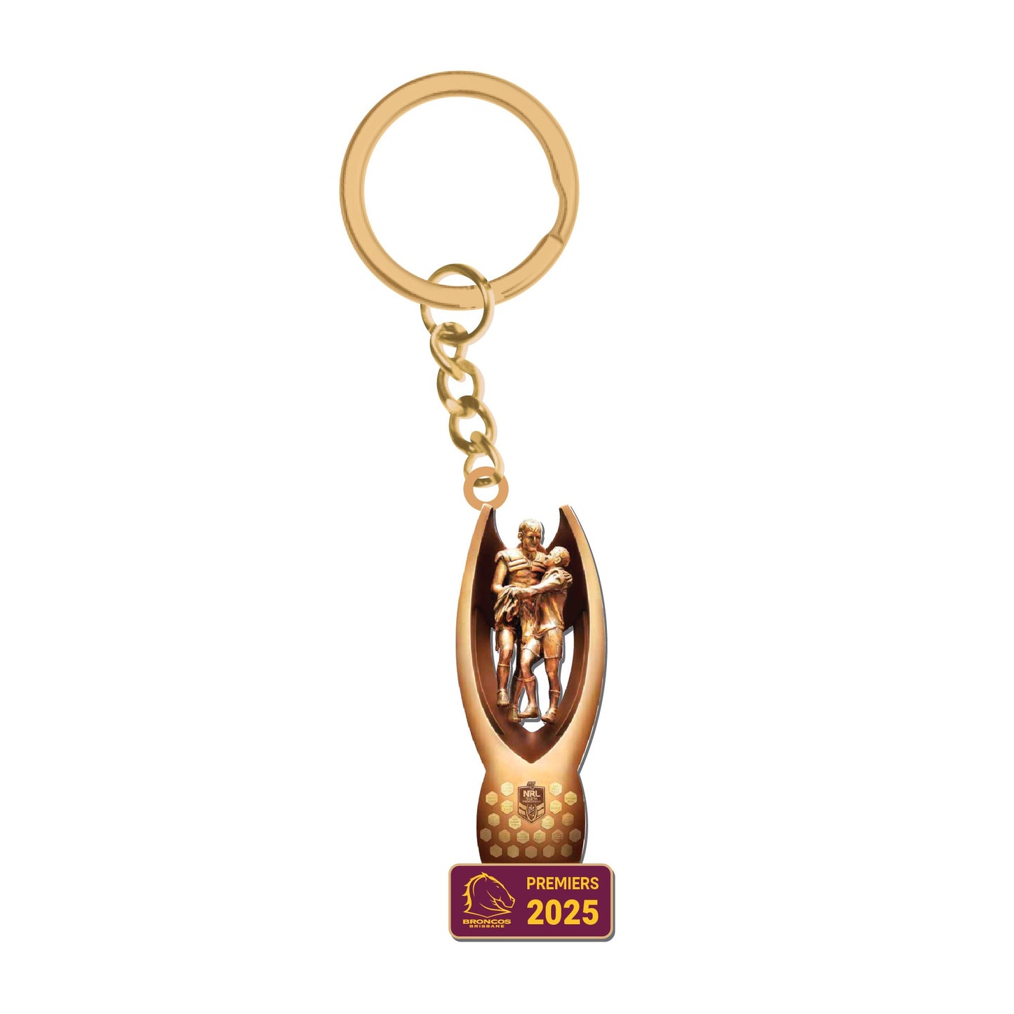 Brisbane Broncos Premiers 3D Trophy Keyring 2025