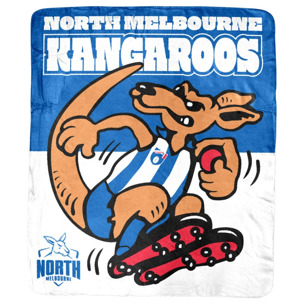 North Melbourne Kangaroos Mascot Coral Fleece Throw Rug