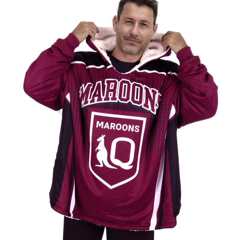 QLD Maroons Oversized Fleece Hoodie - Adult