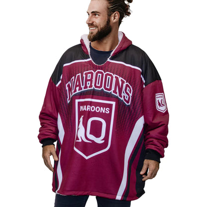 QLD Maroons Oversized Fleece Hoodie - Adult