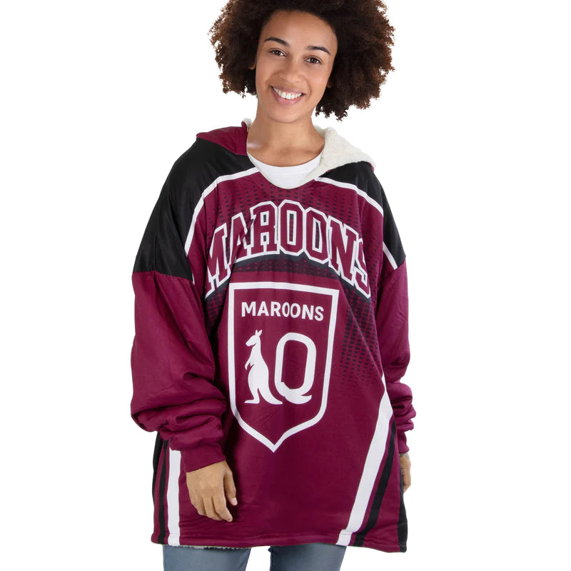 QLD Maroons Oversized Fleece Hoodie - Adult