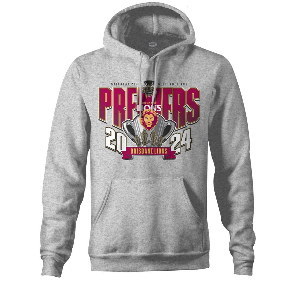 Brisbane Lions Adults 2024 Premiers Grey Hoodie