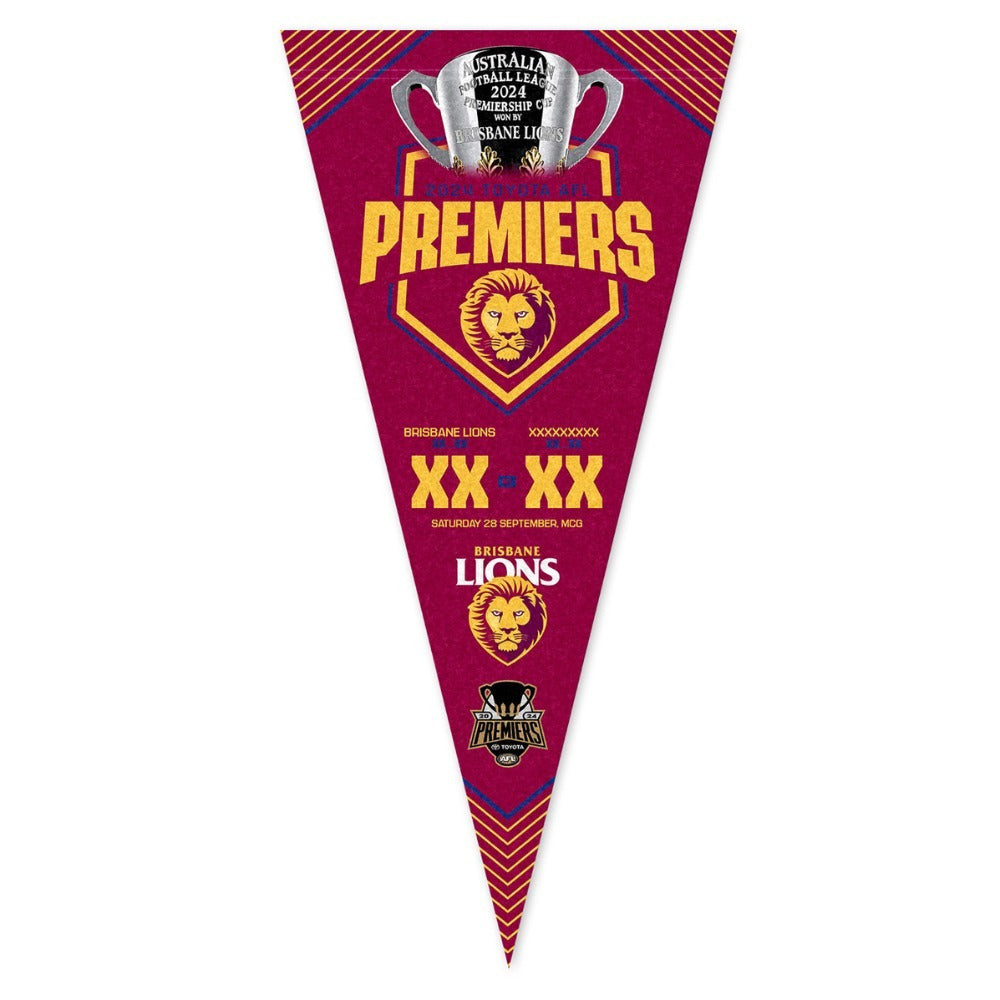 Brisbane Lions 2024 Premiers Score Felt Pennant