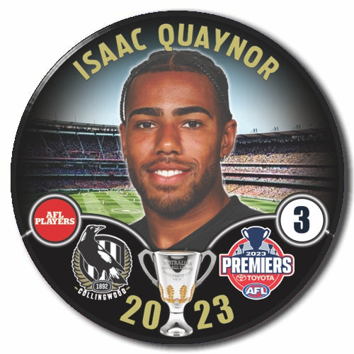 2023 AFL Collingwood Premiership Player Badge - Isaac Quaynor