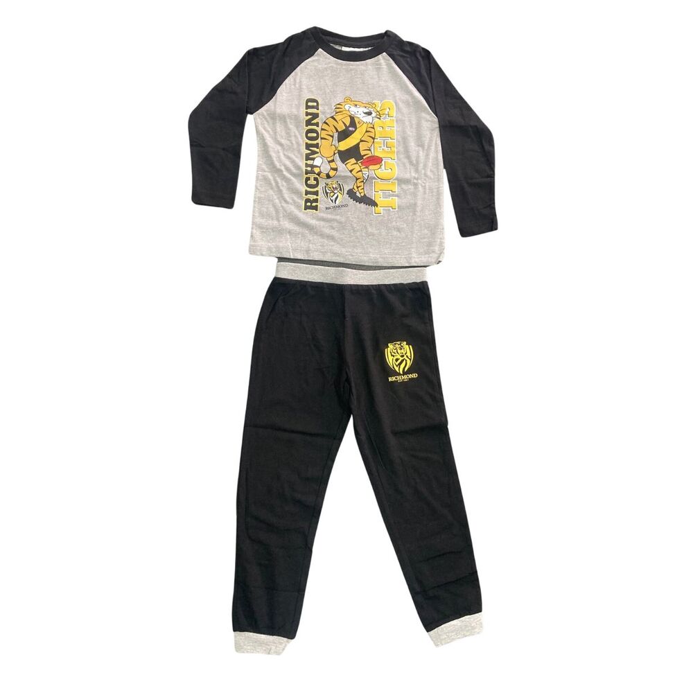 STOCKTAKE SALE    Richmond Tigers Kids Raglan Sleeve Cuffed PJ Set