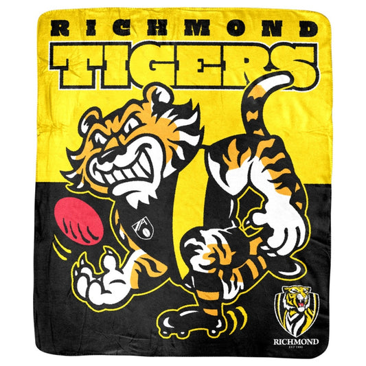 Richmond Tigers Mascot Coral Fleece Throw Rug