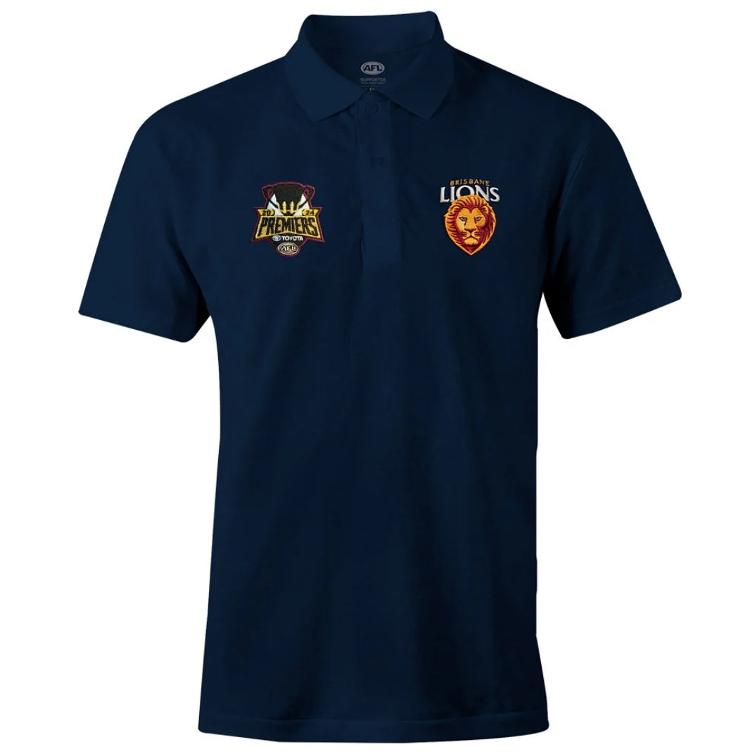 SALE SALE SALE     Brisbane Lions 2024 Premiers Adult Gold Polo