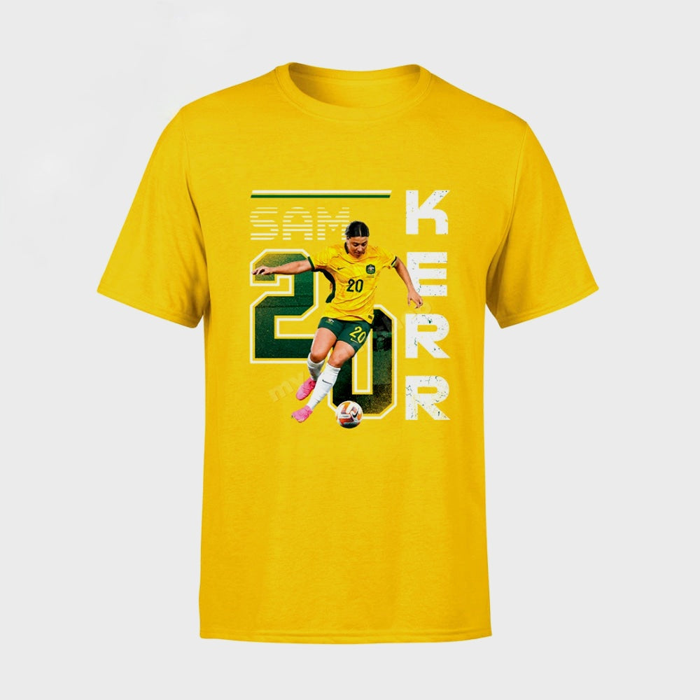 STOCKTAKE SALE       Matildas 2023 Sam Kerr Unisex Tee - Gold