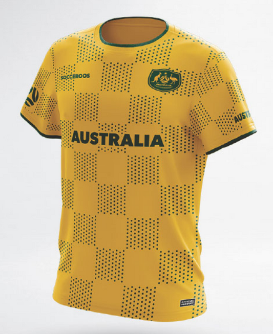 Socceroos Adult Gold Grid Supporter Tee