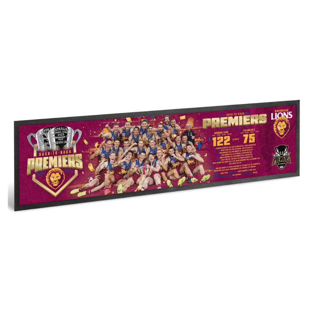2025 Brisbane Lions Back To Back Players Premiers Bar Runner