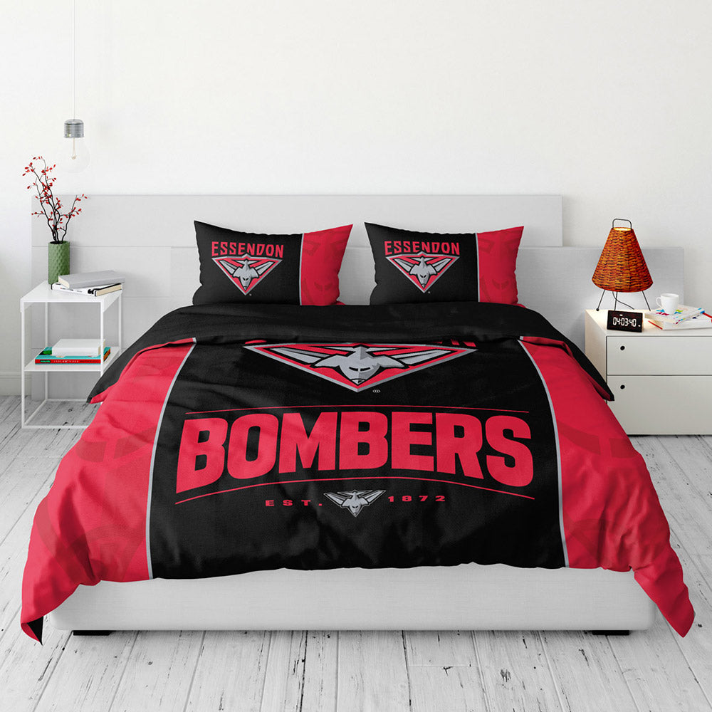 SALE Essendon Bombers Quilt Doona Cover Set - King Size
