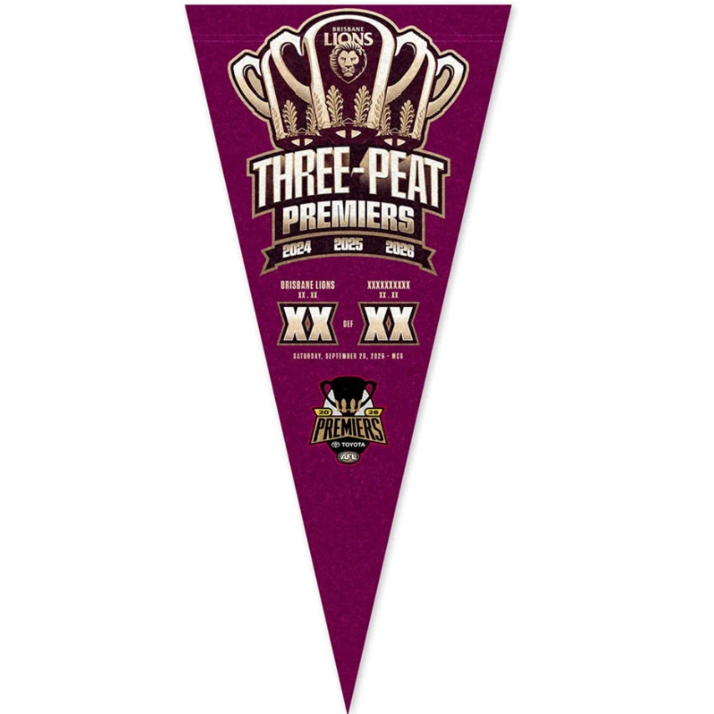 Brisbane Lions 2026 Premiers Score Felt Pennant