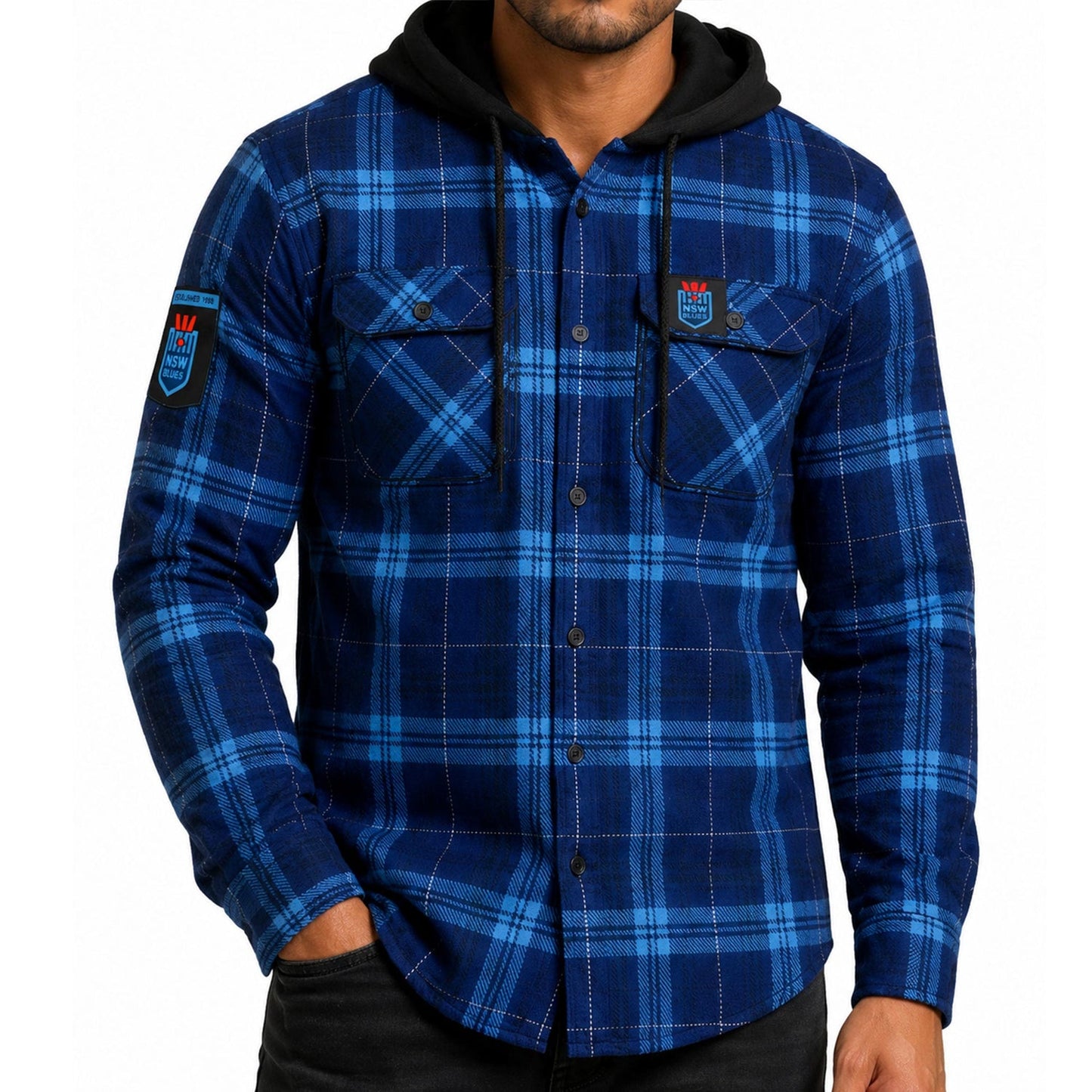 NEW NSW Blues 'Highland' Hooded Flannel Shirt