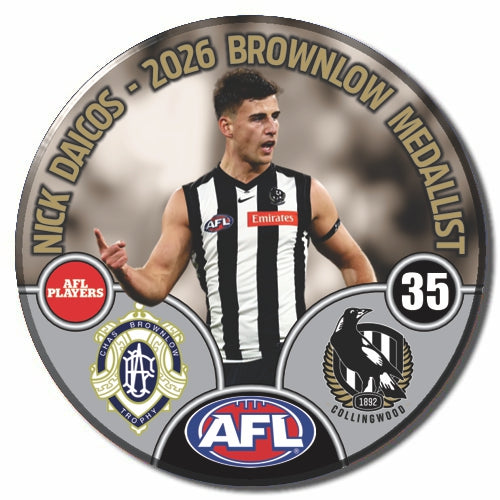 2026 AFL Collingwood Brownlow Medalist  Nick Daicos Badge