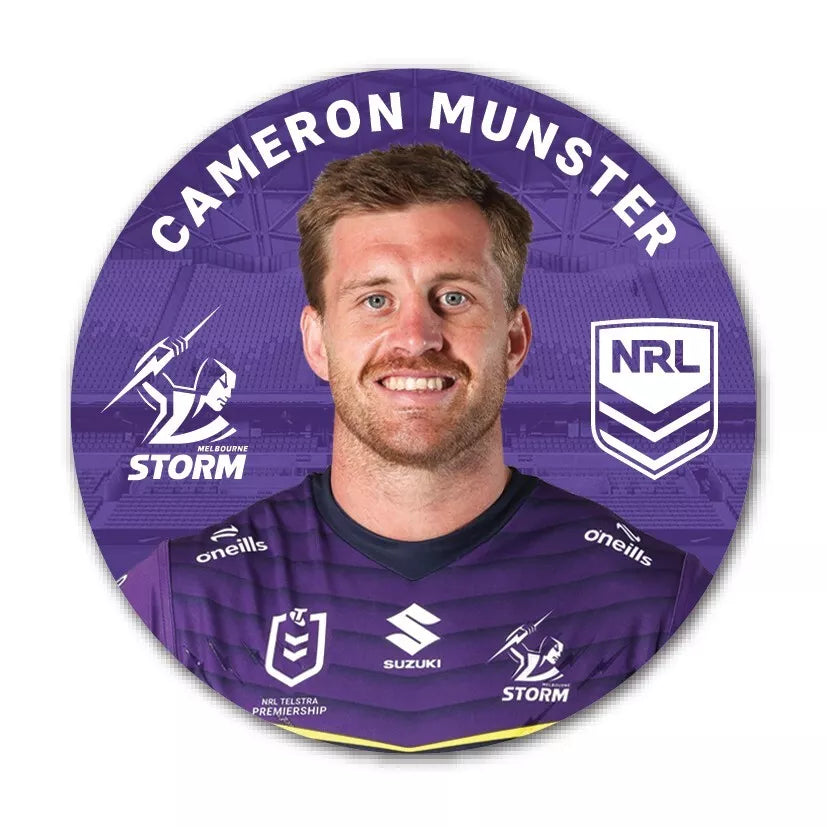 New In Store NRL Melbourne Storm Cameron Munster Player Badge