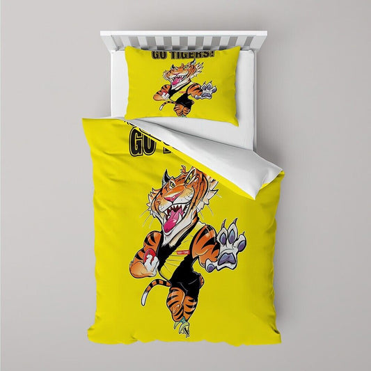 Richmond Tigers, Harv Time Print SINGLE Bed Quilt Cover Set