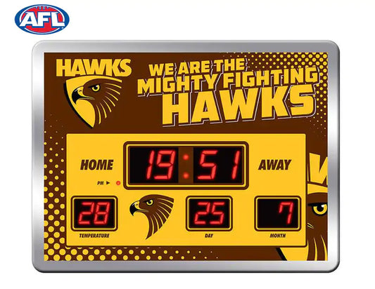 Hawthorn Hawks AFL Glass Scoreboard LED Clock