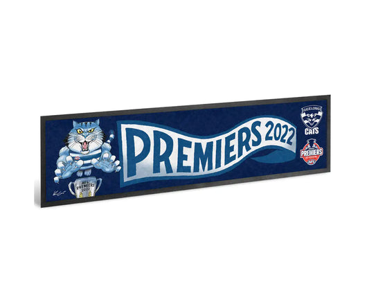 STOCKTAKE SALE            2022 Geelong Cats Premiers Caricature Bar Runner