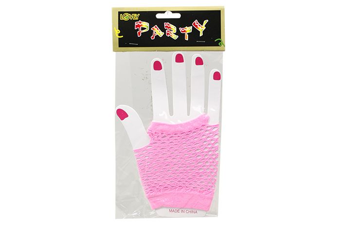 Glove - Pink Short Fingerless (Fishnet)