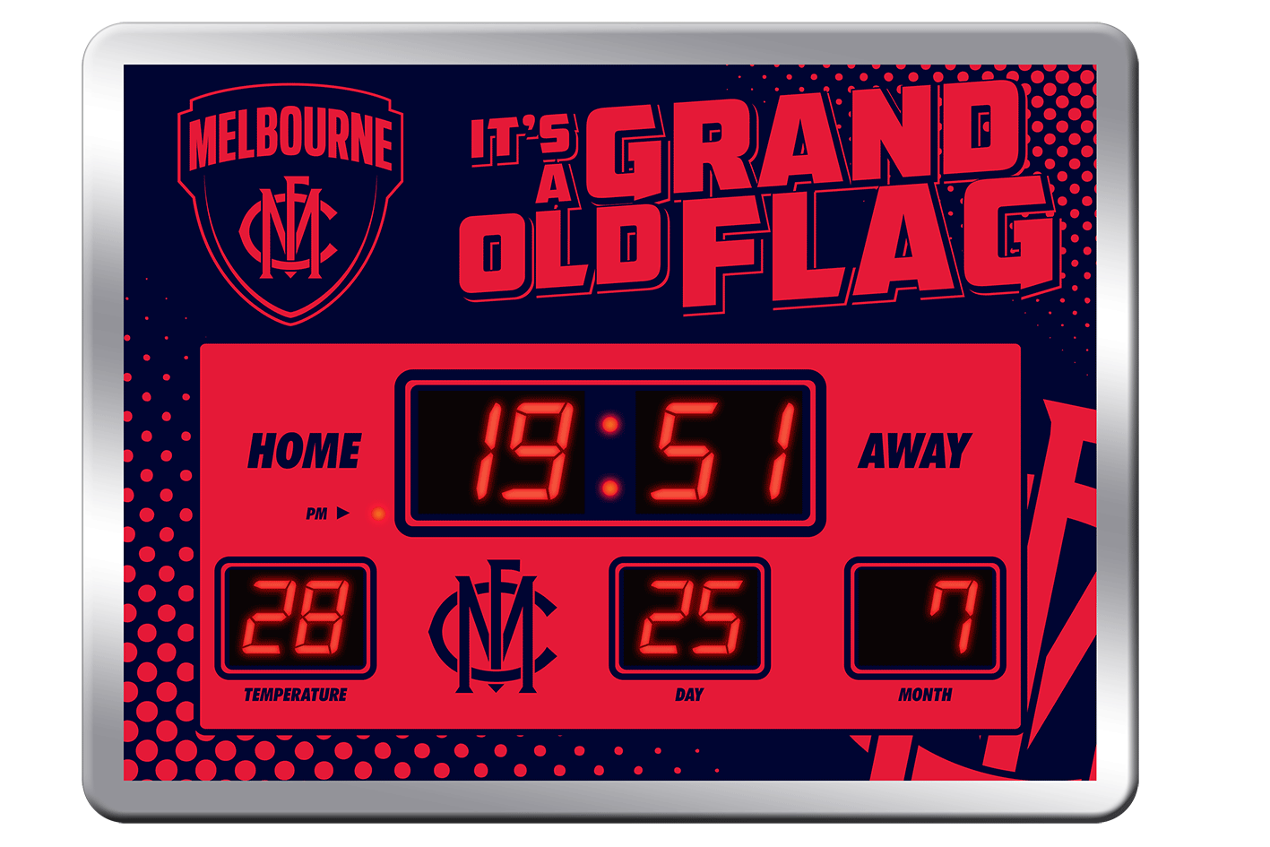 Melbourne Demons AFL Glass Scoreboard LED Clock