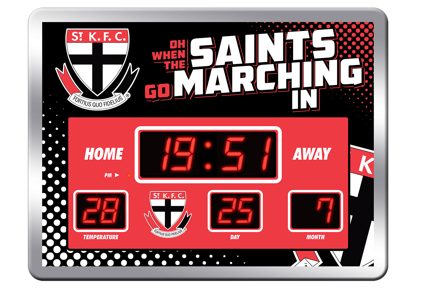 St Kilda Saints AFL Glass Scoreboard LED Clock