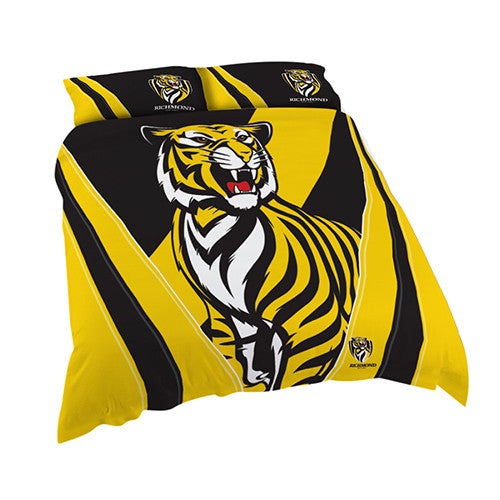 Richmond Tigers AFL Logo Quilt Doona Cover Set - Queen Size