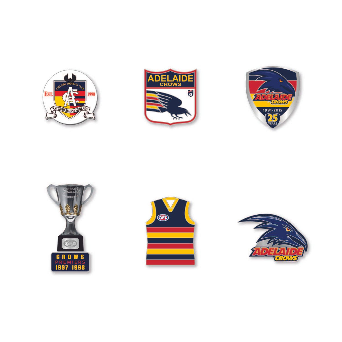 Adelaide Crows NRL Team Set Of 6 Pins Collection Set