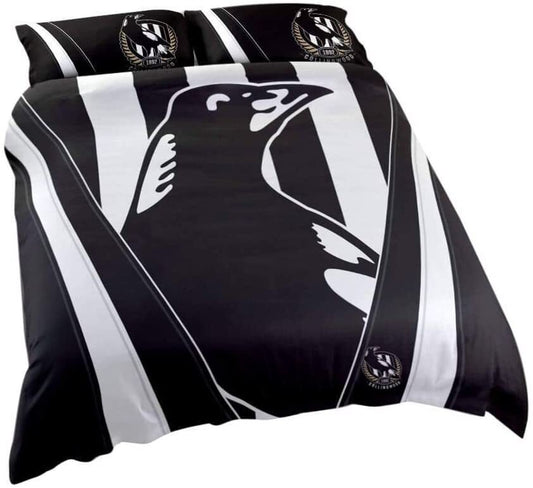 Collingwood Magpies AFL Logo Quilt Doona Cover Set - King Size