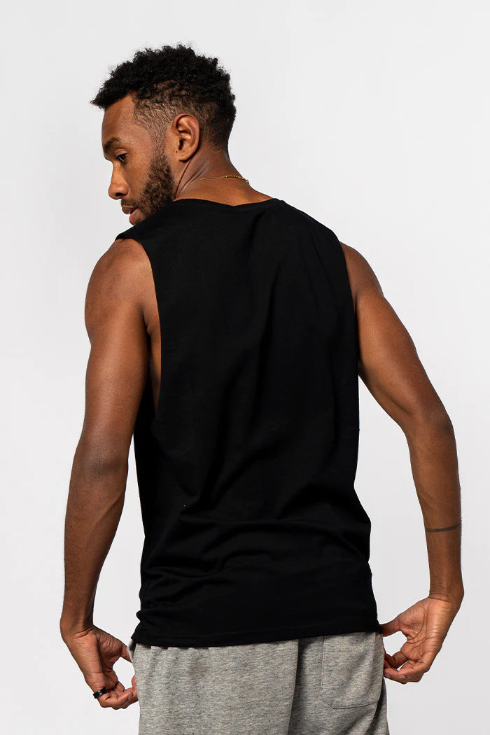 ‘Raise the Flag’ Aboriginal Flag Black Cotton Men’s Muscle Tank Top.