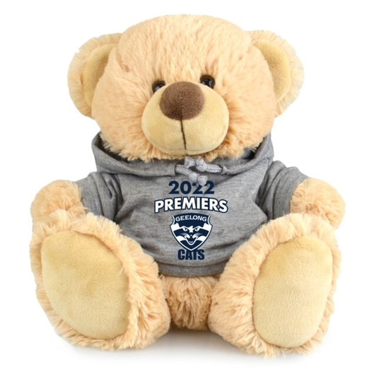 STOCKTAKE SALE            2022 Geelong Cats Premiers Hoodie Bear