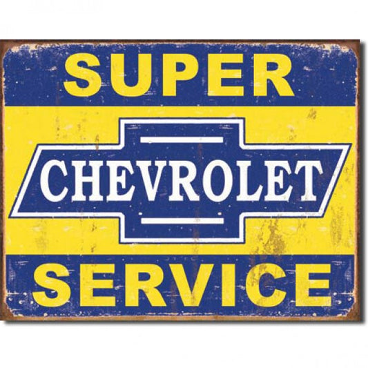 Super Chevrolet Service Weathered Metal Sign