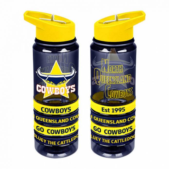 North QLD Queensland Cowboys Tritan Drinks Bottle With Bands