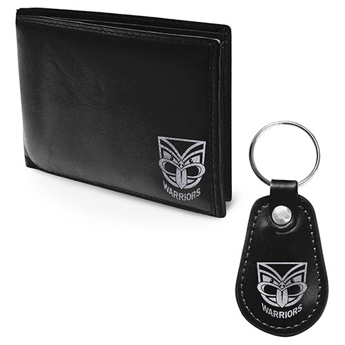 New Zealand NZ Warriors NRL PU Leather Wallet & Keyring Gift Pack