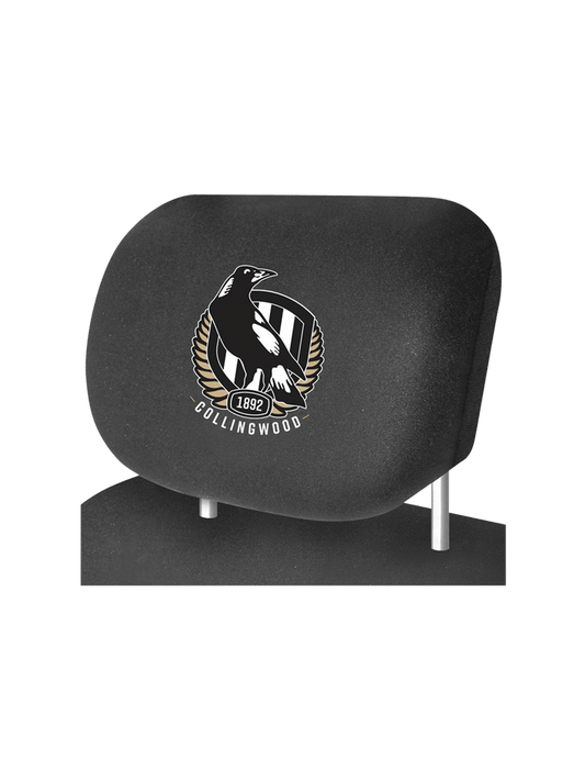 Collingwood Magpies AFL Car Head Rest Cover Set Of Two Covers