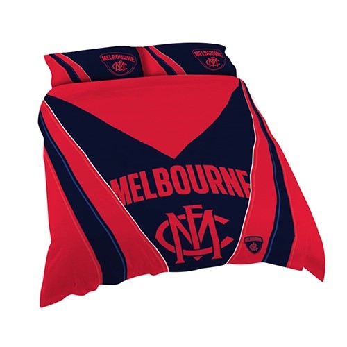 Melbourne Demons AFL Logo Quilt Doona Cover Set - Double Size