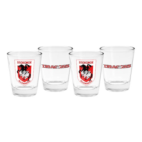 St George Illawarra Dragons Set of 4 Shot Glasses