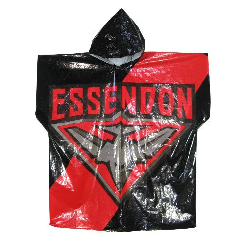 Essendon Bombers Official AFL Logo Plastic Poncho Rain Coat & Hood