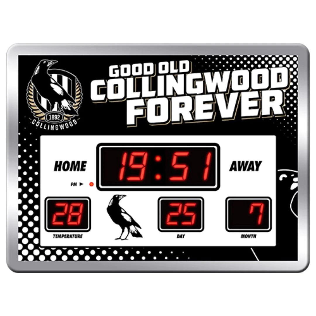 STOCKTAKE SALE  Collingwood Magpies AFL Glass Scoreboard LED Clock