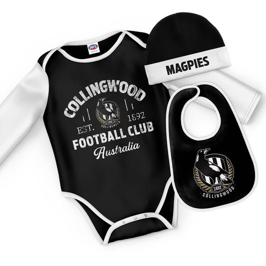 Collingwood Magpies 3pc baby set