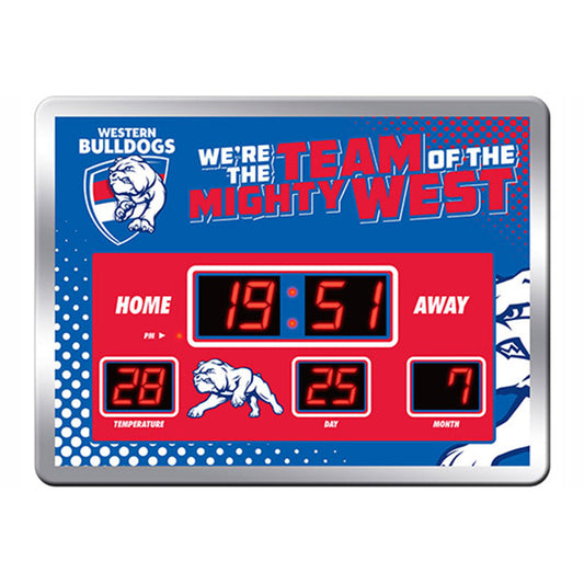 Western Bulldogs AFL Glass Scoreboard LED Clock