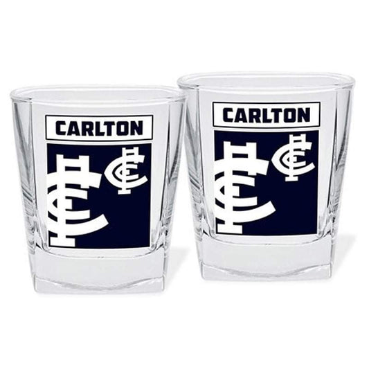 Carlton Set Of 2 Spirit Glasses AFL