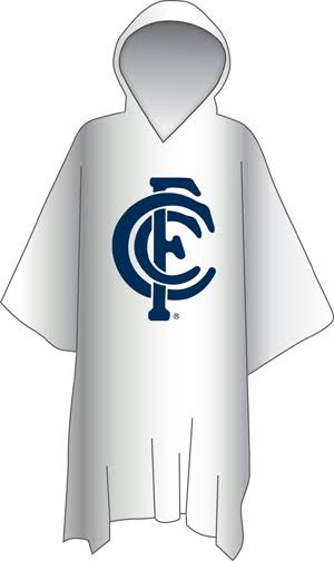 Carlton Blues Official AFL Logo Plastic Poncho Rain Coat & Hood