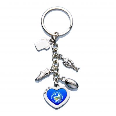 Parramatta Eels NRL Charm Keyring With Logo and Charms .