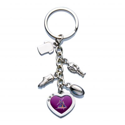 Melbourne Storm NRL Charm Keyring With Logo and Charms .