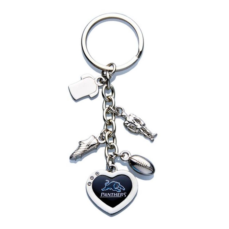 Penrith Panthers NRL Charm Keyring With Logo and Charms .