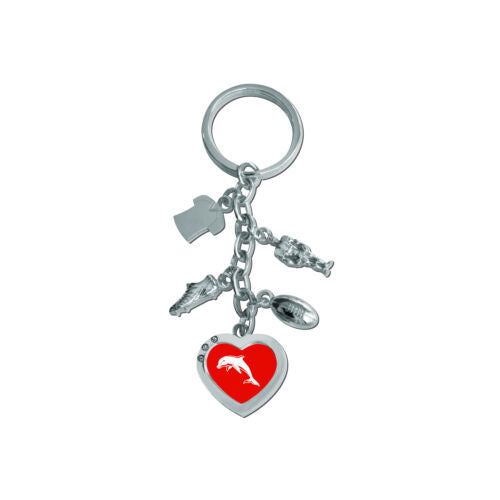 Dolphins NRL Charm Key Ring With Logo and Charms .